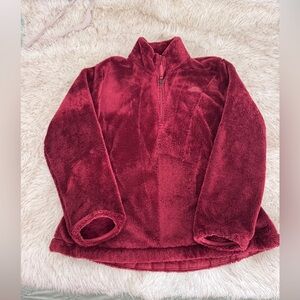 North Face TNF Osito 1/2 Zip Pullover Womens Medium Burgundy Fleece